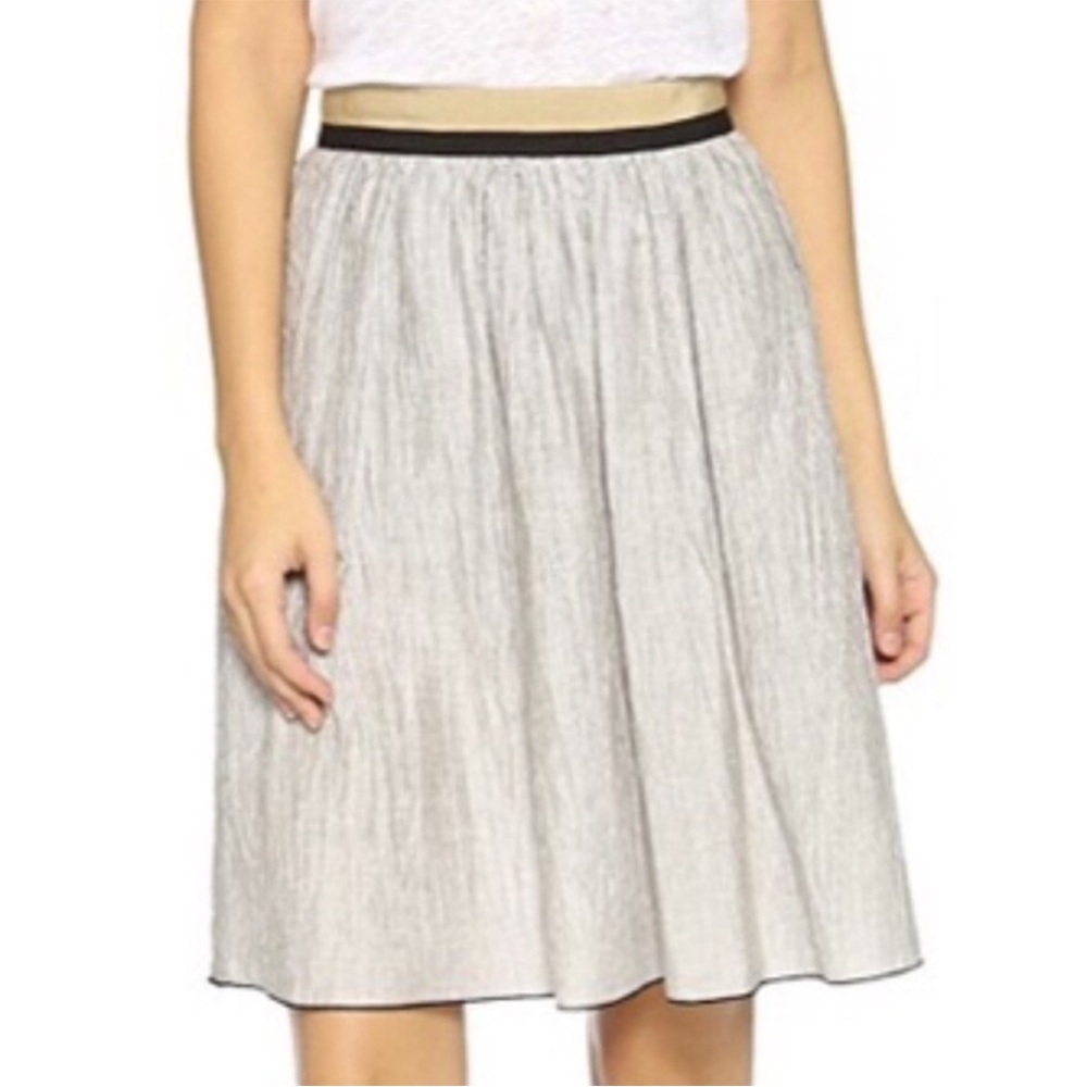 Rag & Bone Linen Striped Grosgrain Ribbon Skirt, 0